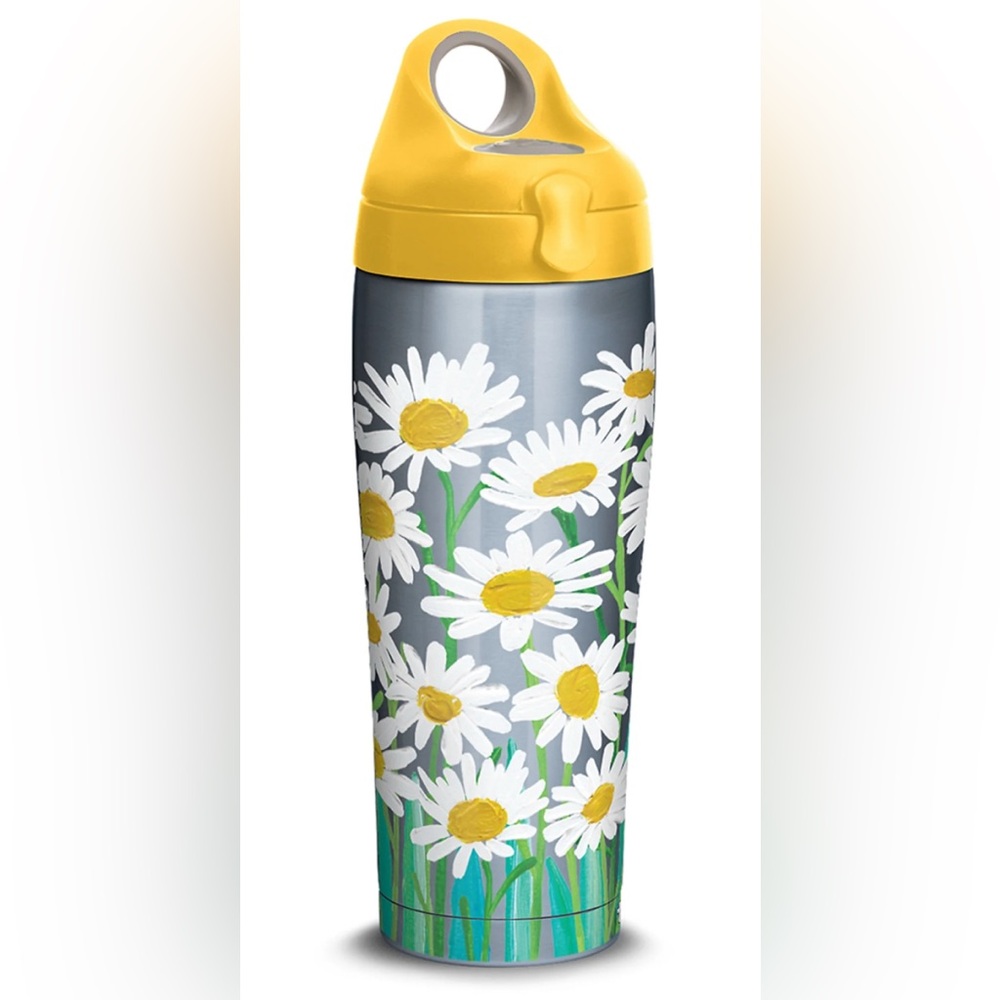 Tervis Painted White Daises 24 oz Stainless Steel Water Bottle with Lid